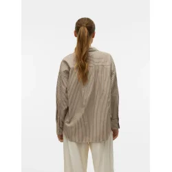VERO MODA VMPARINA LOOSE STRIPE SHIRT OF OTTER/WHITE