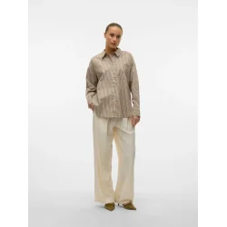 VERO MODA VMPARINA LOOSE STRIPE SHIRT OF OTTER/WHITE