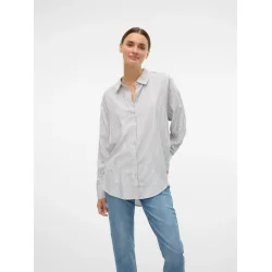 VERO MODA VMNORA OVERSIZE SHIRT WHITE/HEDGE