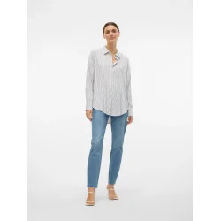 VERO MODA VMNORA OVERSIZE SHIRT WHITE/HEDGE