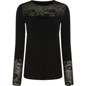 TIM & SIMONSEN NANCY BLOUSE LACECHEST LS BLACK