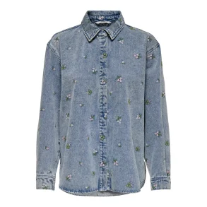 ONLY ONLVERA FLOWER SHIRT DNM L.BLUE