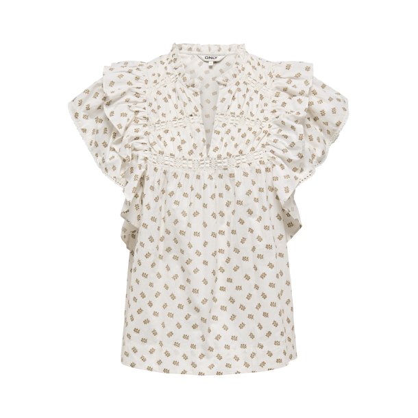 ONLY ONLLELE FRILL TOP WHITE/FLOWER