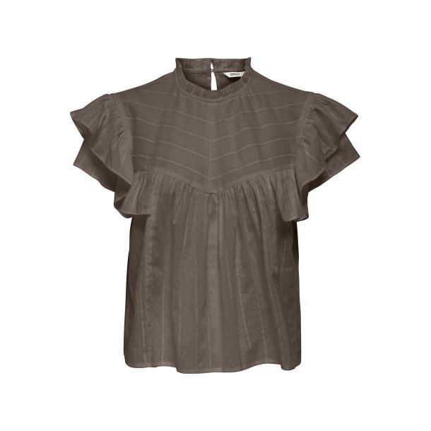 ONLY ONLHEIKE FRILL TOP BROWN