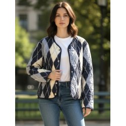 ISAKO HARLEKIN QUILT JACKET NAVY