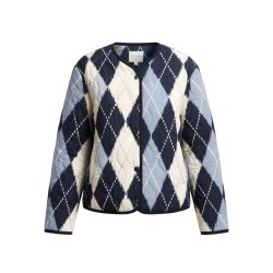 ISAKO HARLEKIN QUILT JACKET NAVY