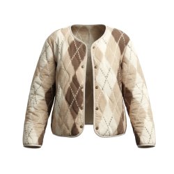 ISAKO HARLEKIN QUILT JACKET BEIGE/BROWN