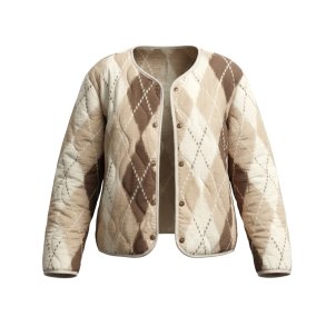 ISAKO HARLEKIN QUILT JACKET BEIGE/BROWN