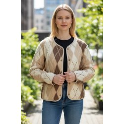 ISAKO HARLEKIN QUILT JACKET BEIGE/BROWN
