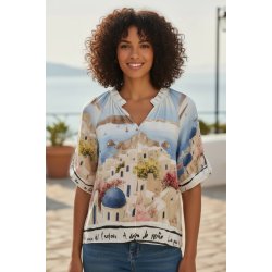 ISAKO MEDITERRANEAN BLOUSE BLUE