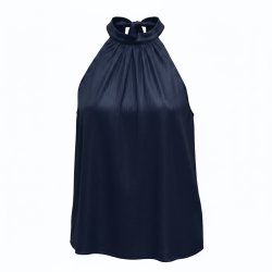 ISAKO TAYLOR HALTERNECK TOP NAVY