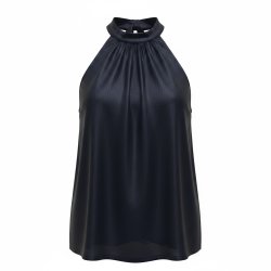 ISAKO TAYLOR HALTERNECK TOP BLACK