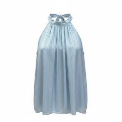 ISAKO TAYLOR HALTERNECK TOP LIGHT BLUE