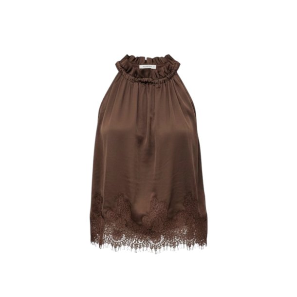 CONTINUE LIVA SATIN WITH LACE TOP BROWN 