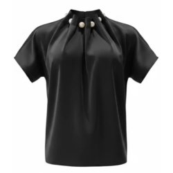 PREORDER (MAJ) LIBERT� ESSENTIEL PIP SS PEARL BLOUSE BLACK