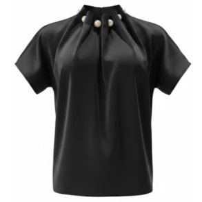 PREORDER (MAJ) LIBERT� ESSENTIEL PIP SS PEARL BLOUSE BLACK