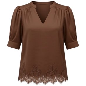 CONTINUE MOE LACE BLOUSE BROWN 