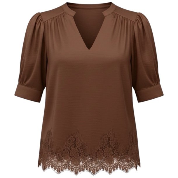 CONTINUE MOE LACE BLOUSE BROWN 
