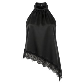ISAKO SATIN LACE TOP BLACK