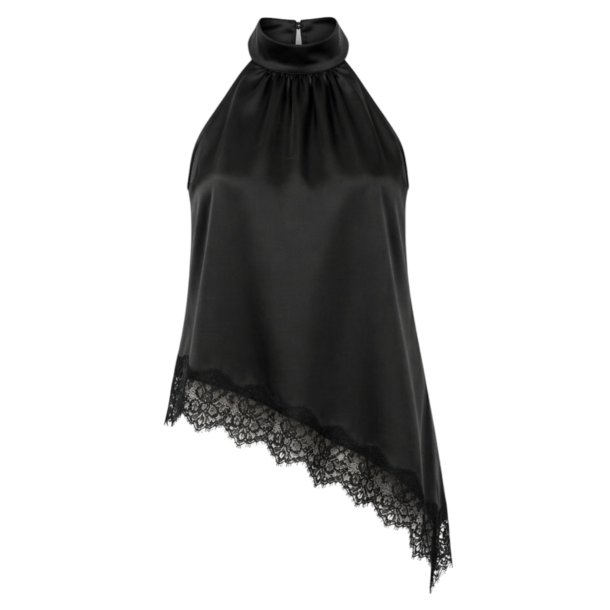 ISAKO SATIN LACE TOP BLACK