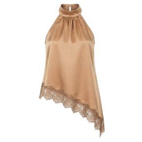 ISAKO SATIN LACE TOP TAN