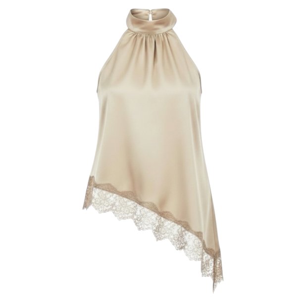 ISAKO SATIN LACE TOP BEIGE