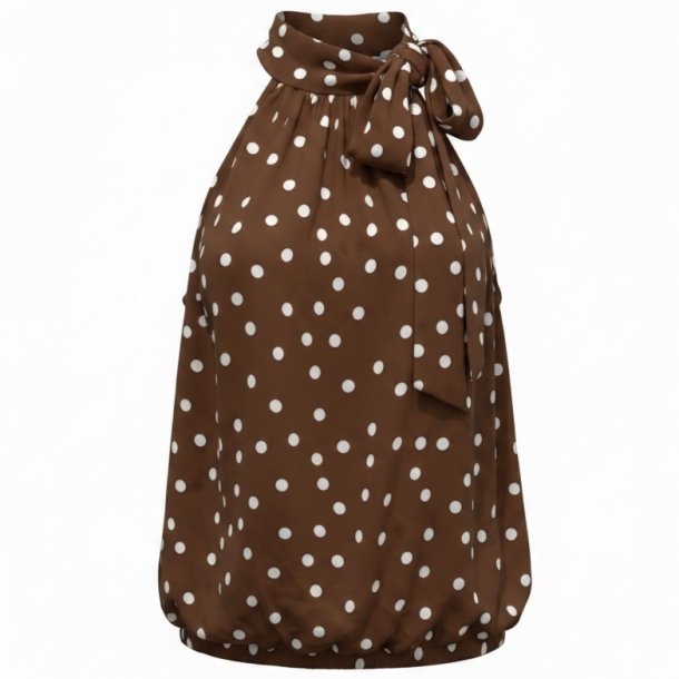 ISAKO ANNA HALTERNECK BROWN/WHITE DOT