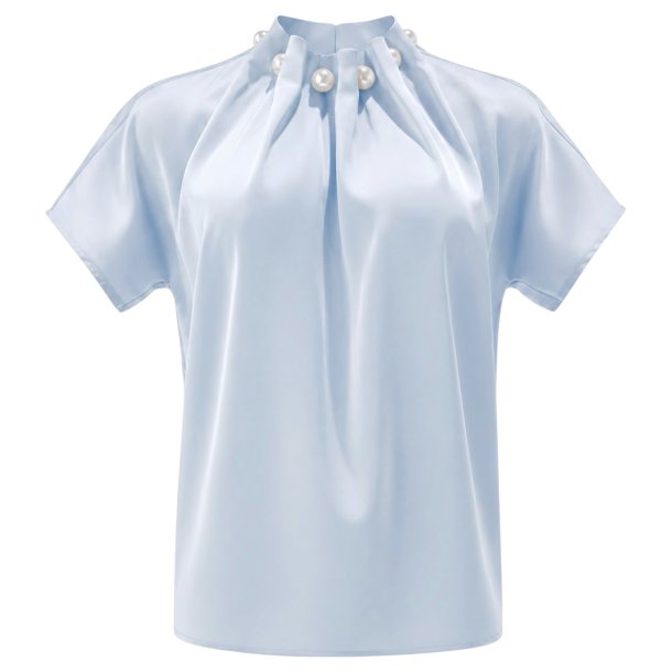 LIBERT� ESSENTIEL PIP SS PEARL BLOUSE L.BLUE
