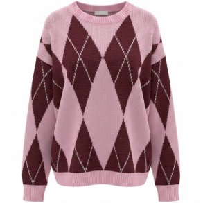 ISAKO HARLEKIN SWEATER BORDEAUX/PINK