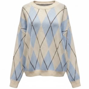 ISAKO HARLEKIN SWEATER ICE BLUE/OFF WHITE