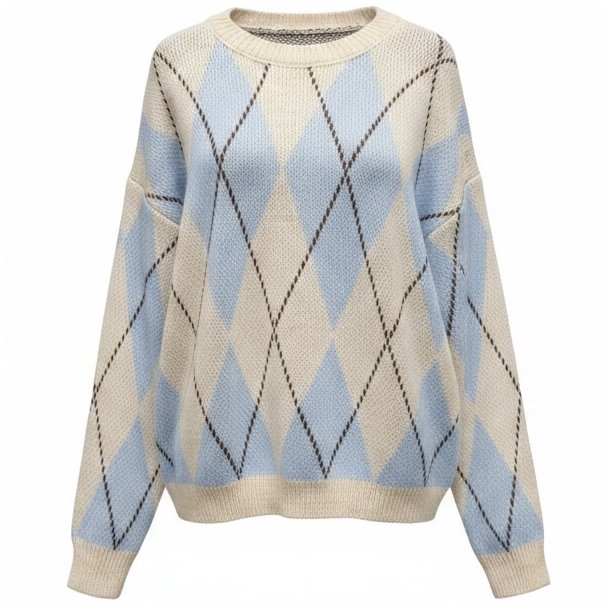 ISAKO HARLEKIN SWEATER ICE BLUE/OFF WHITE