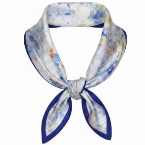 ISAKO FLOWER SCARF LIGHT BLUE/NAVY
