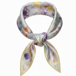 ISAKO FLOWER SCARF LIGHT YELLOW/LILAC