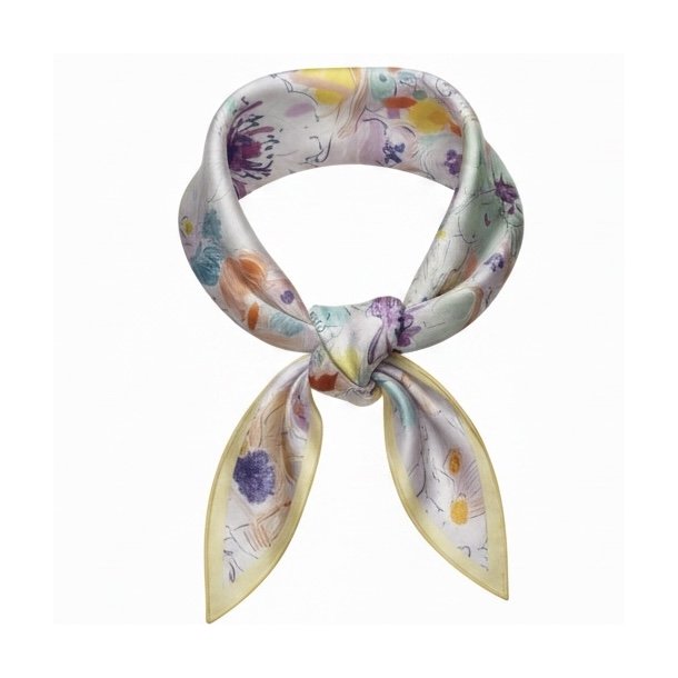 ISAKO FLOWER SCARF LIGHT YELLOW/LILAC