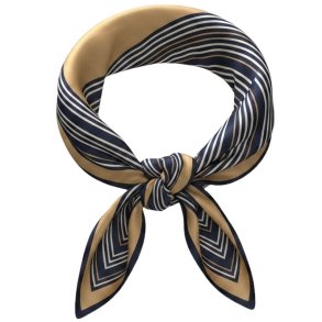 ISAKO STRIPE SCARF BROWN/NAVY