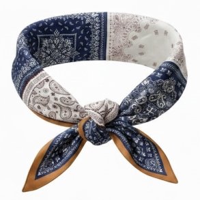 ISAKO PAISLEY SCARF BLUE/CAMEL