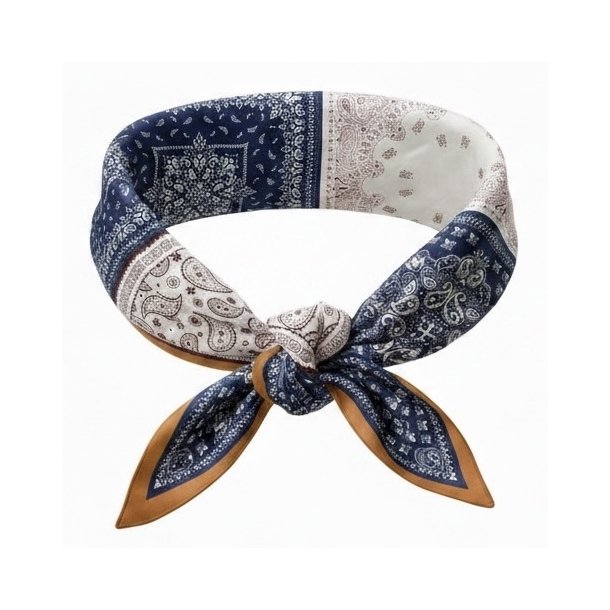ISAKO PAISLEY SCARF BLUE/CAMEL