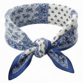 ISAKO PAISLEY SCARF BLUE/CREME