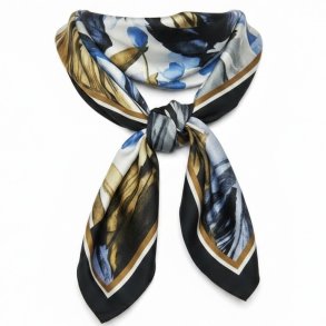 ISAKO LARGE FEATHER SCARF BLUE/CREME