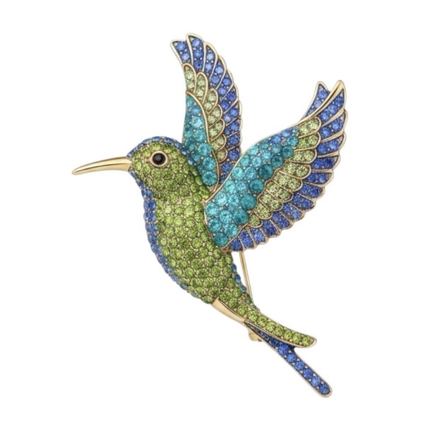ISAKO BROOCH BIRD GREEN