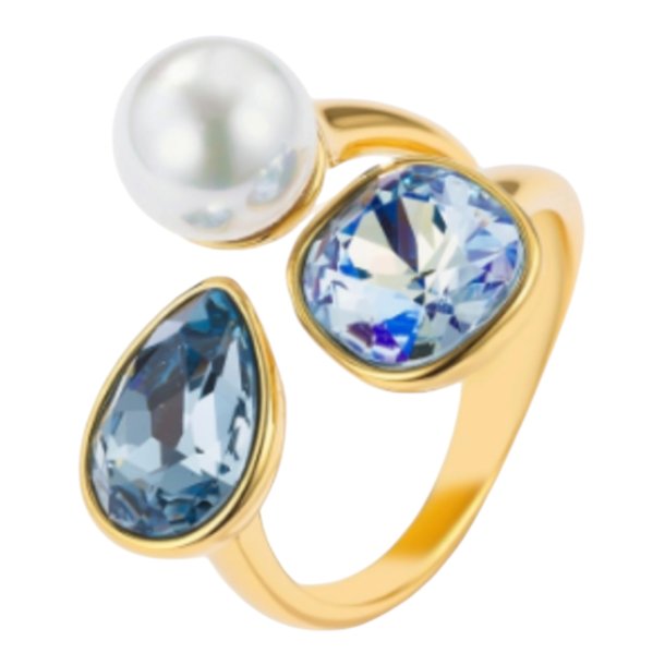 ISAKO TRIO-HEADED ROUND RING BLUE 