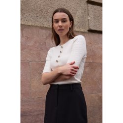 RUE de FEMME FENNEC KNIT TEE WHITE