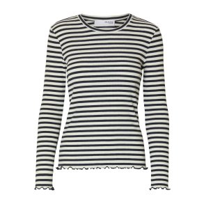 SELECTED FEMME SLFANNA CREW NECK TEE NAVY/WHITE