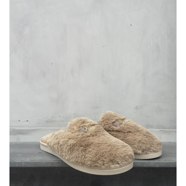 HANNAH FLUFFY SLIPPERS TAUPE