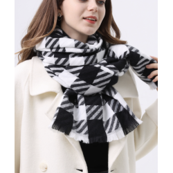 ZENIA CHECK SCARF BLACK/WHITE 
