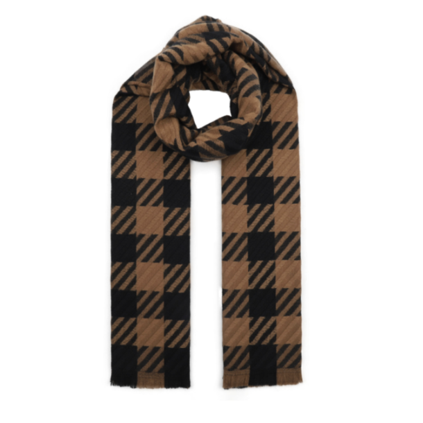 ZENIA CHECK SCARF BLACK/BROWN 