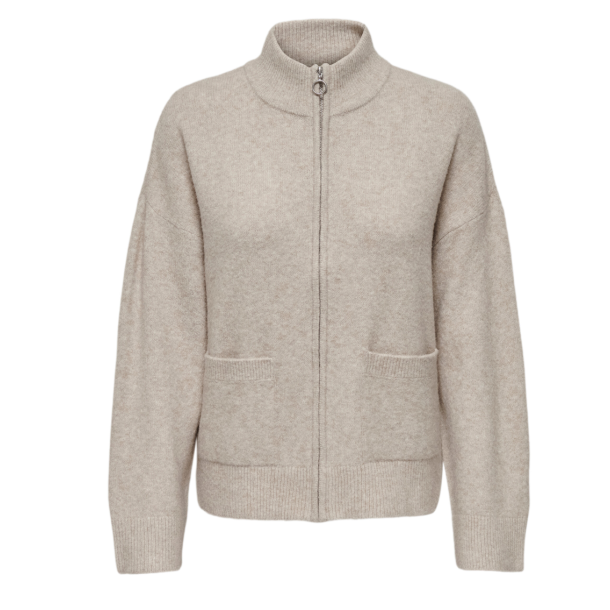 JACQUELINE de YONG JDYANA ZIP CARDIGAN SAND 