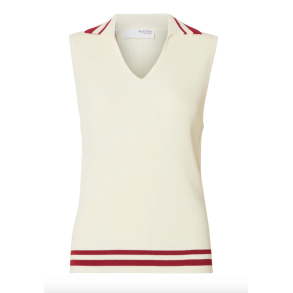 SELECTED FEMME SLFCALO KNIT VEST BIRCH/RED