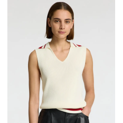 SELECTED FEMME SLFCALO KNIT VEST BIRCH/RED