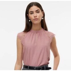 VERO MODA VMMILLA LACE TOP ROSE